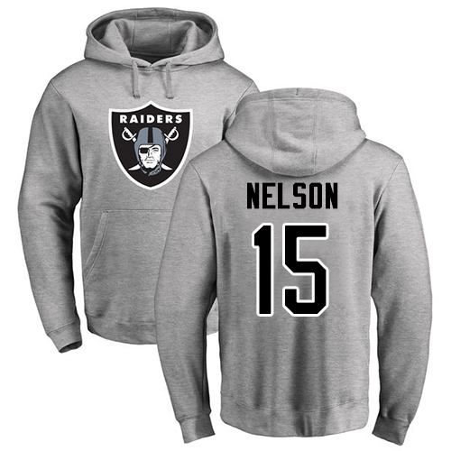 Men Oakland Raiders Ash J  J  Nelson Name and Number Logo NFL Football #15 Pullover Hoodie Sweatshirts->nfl t-shirts->Sports Accessory